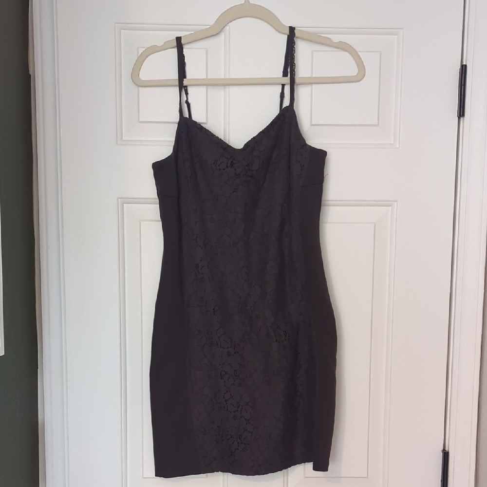 American Eagle Outfitters Dark Gray Lace Mini Dress